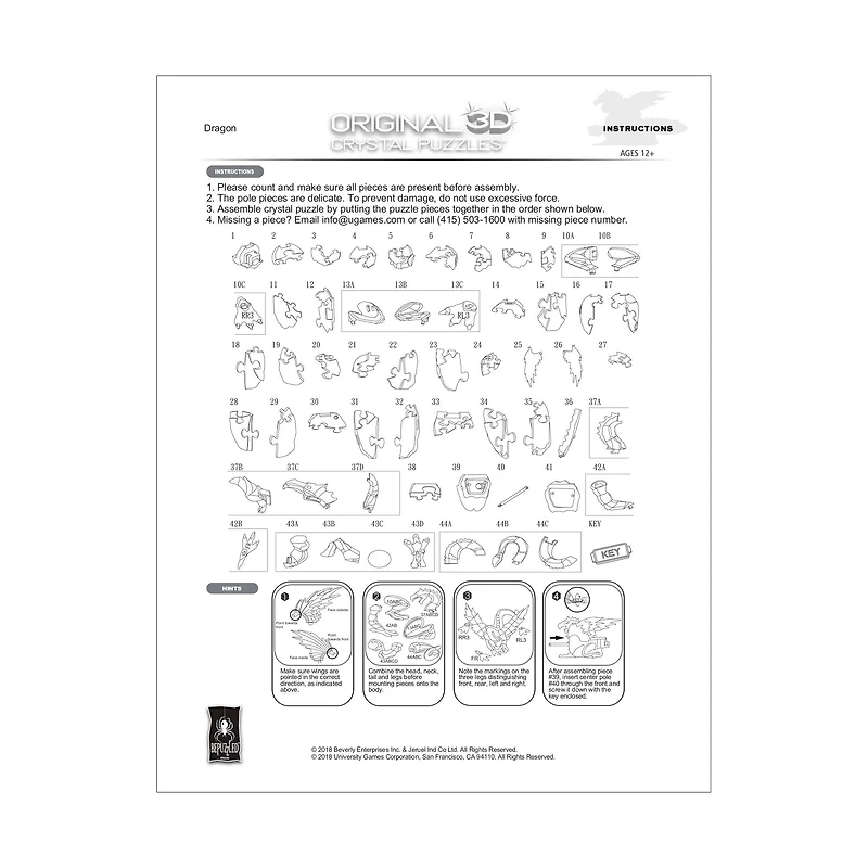 3D Crystal Puzzle - Dragon (Orange): 56 Pcs