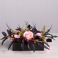 16" Cute & Creepy LED Halloween Centerpiece in Black Planter