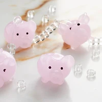 Pink Pig Glass Lampwork Beads, 20mm by Bead Landing™