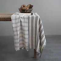 Hello Honey® 60" Cream & Charcoal Plaid Cotton Two-Sided Double Cloth Tablecloth