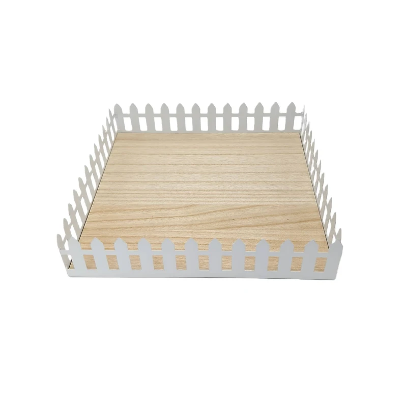 12" White Metal Picket Fence Tray by Ashland®