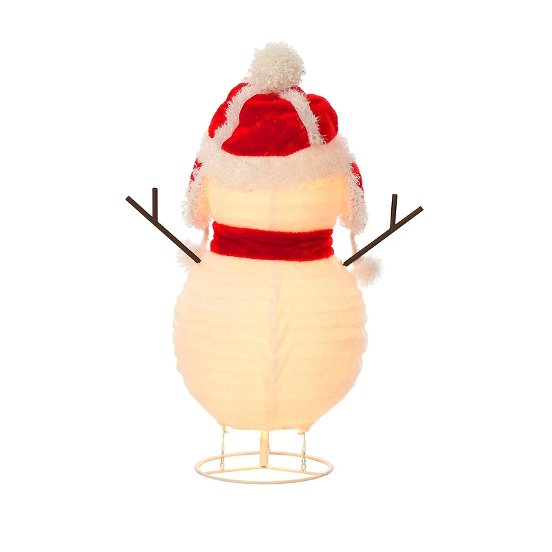 28" Pop-Up Fluffy Snowman Figurine