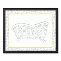 Bath Time Words 21.73" x 17.73" Black Framed Canvas
