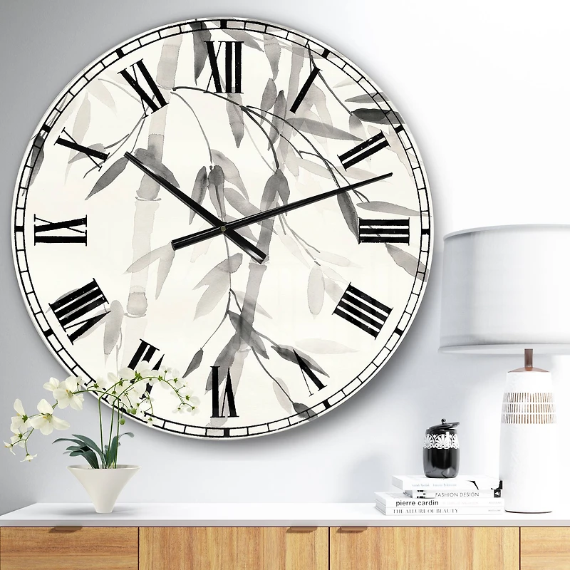 Designart 'Simplist Bamboo Leaves V Lodge Wall Clock