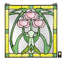 Design Toscano 17" Glasgow Basket Tiffany-Style Stained Glass Window Hanging Décor