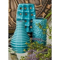 Blue Stoneware Modern Vase Set