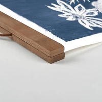 Blue White Floral 12" x 18" Teak Hanging Canvas