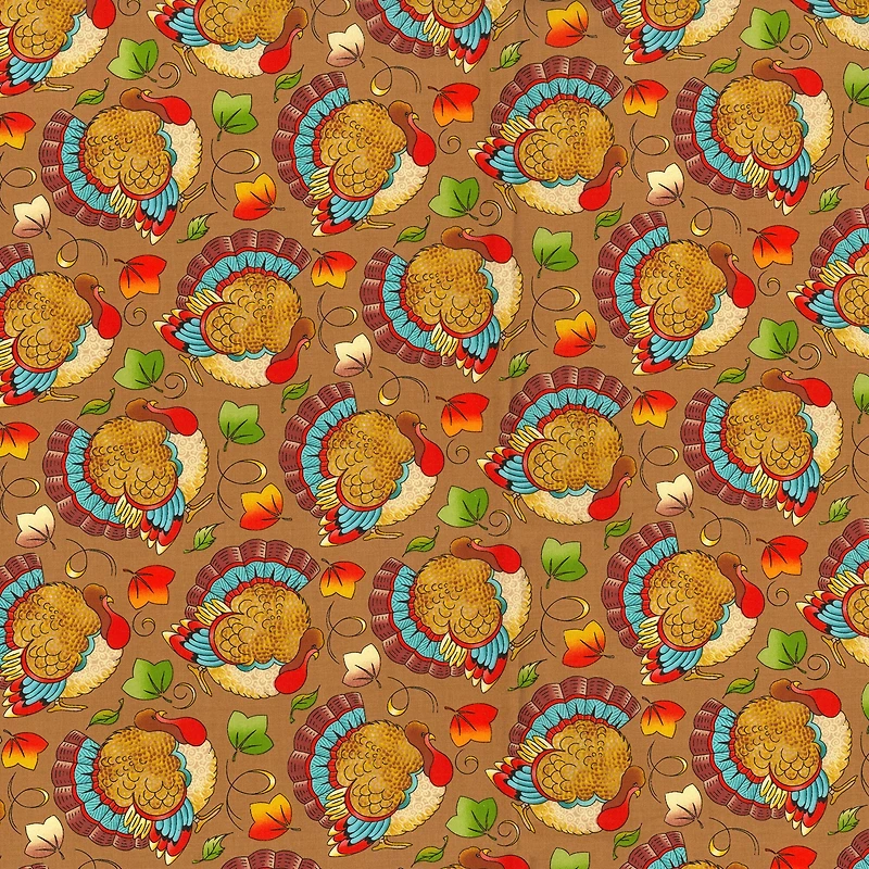 Fabric Traditions Fall Turkeys Cotton Fabric
