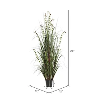 Artificial Potted Green Grass & Eucalyptus