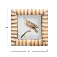 Hello Honey® Natural Hand-Carved Bone & MDF 4" x 4" Tabletop Frame with Ribbed Pattern