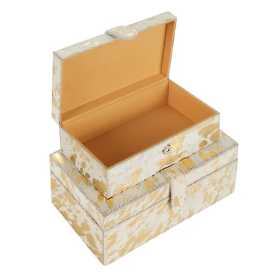 White & Gold Leather Rustic Box Set