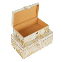White & Gold Leather Rustic Box Set