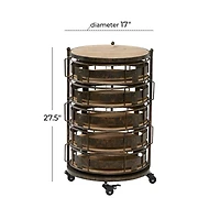 Brown Metal Farmhouse Storage Cart, 28" x 17" x 17"
