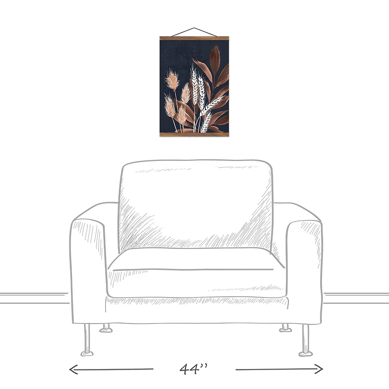 Autumn Botanicals II Teak Hanging Canvas