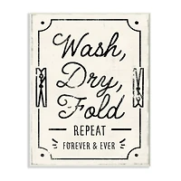 Stupell Industries Charming Retro Laundry Wash Dry Fold Repeat Wood Wall Plaque