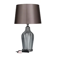 Black Linen Contemporary Table Lamp, 25" x 17" x 15"