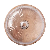 Hello Honey® 8" Clear Round Reclaimed Glass Cloche with Mango Wood Base