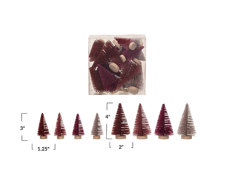 Hello Honey® Burgundy & Pink Sisal Bottle Brush Tree with Wood Base Set