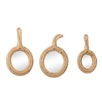 Natural Brown Rope Coastal Wall Mirrors Set