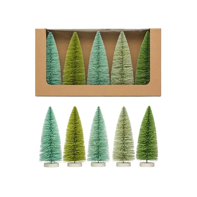 Hello Honey® 8" Green & Mint Sisal Bottle Brush Tree Set with Wood Bases