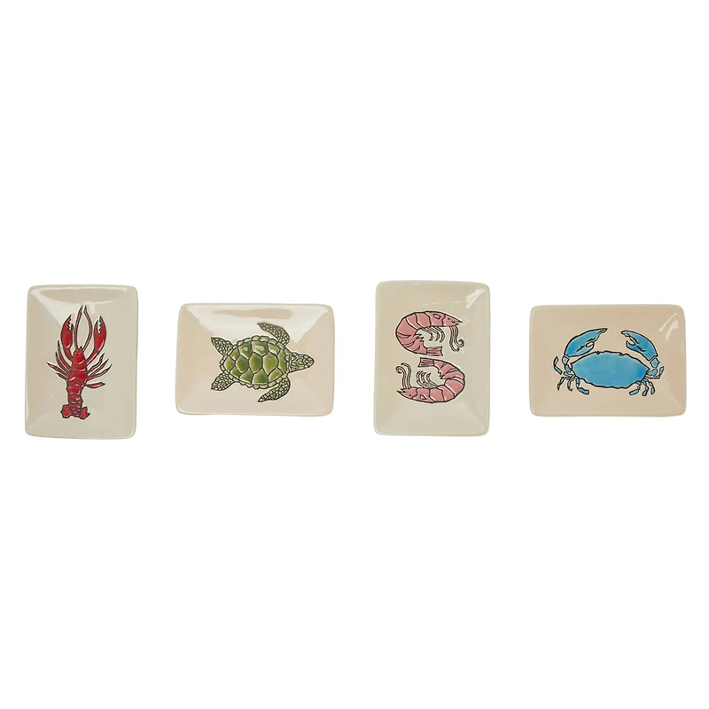 Hello Honey® 4" Wax Relief Sea Life Rectangle Stoneware Dish Set