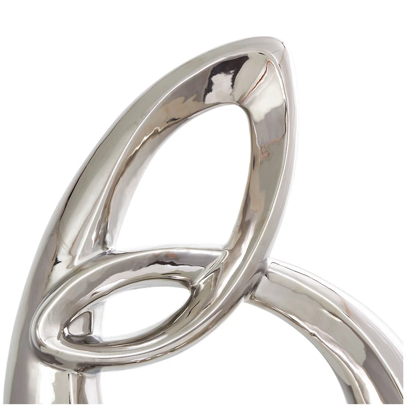 25" Silver Abstract Looped Ceramic Sculpture