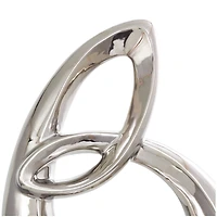 25" Silver Abstract Looped Ceramic Sculpture