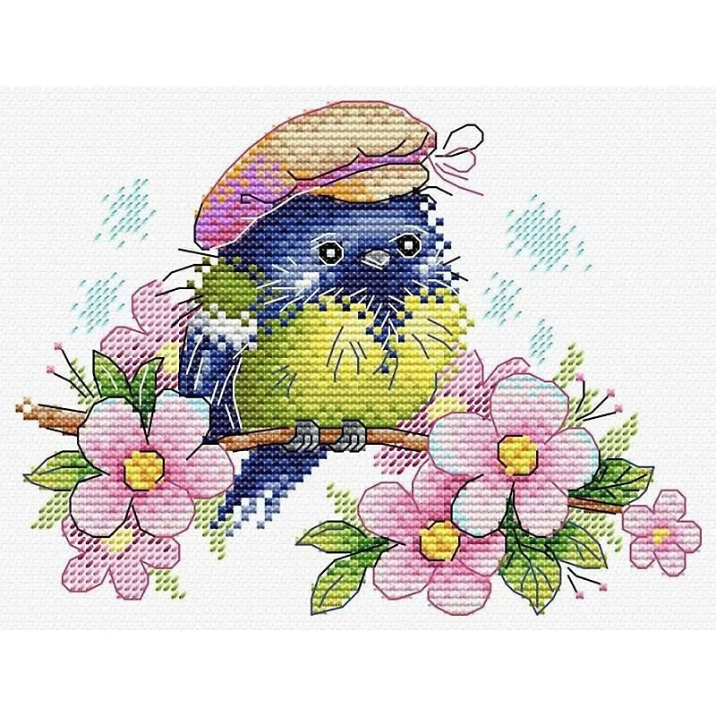 MP Studia Bird With Flowers Cross Stitch Kit