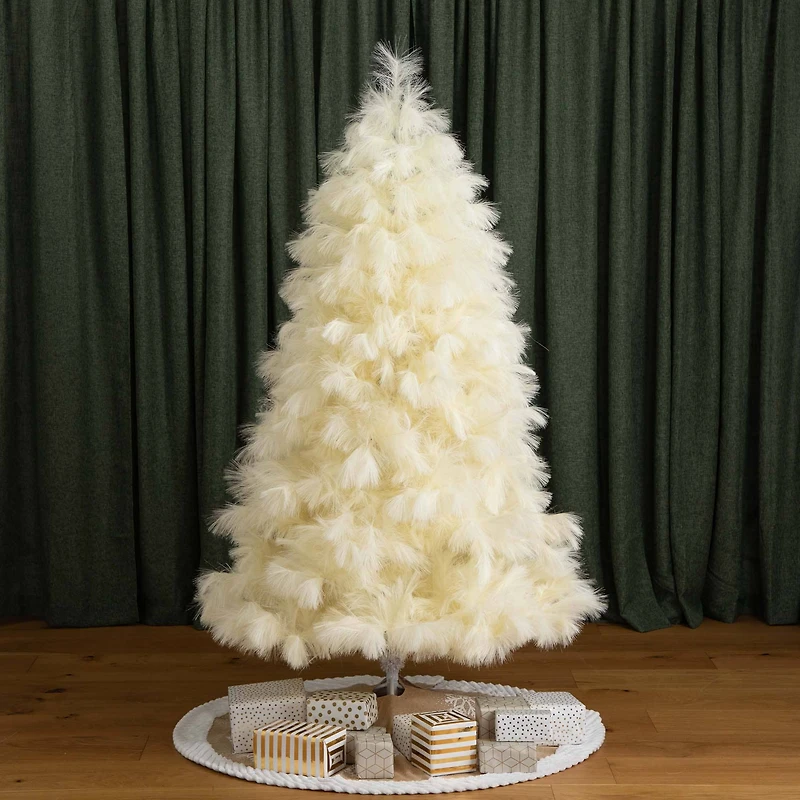 6ft. Unlit Off-White Pampas Grass Artificial Christmas Tree