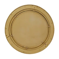 The Novogratz Gold Brass Sail Boat Wall Mirror with Port Hole Detailing 15" x 3" x 15"