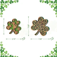Glitzhome® Set of 2 St. Patrick's Wooden Shamrock Table Decor