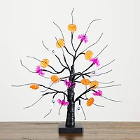 18in. Pre-Lit Artificial Halloween Ghost, Bats & Pumpkins 24 LED Lighted Ornament Tree