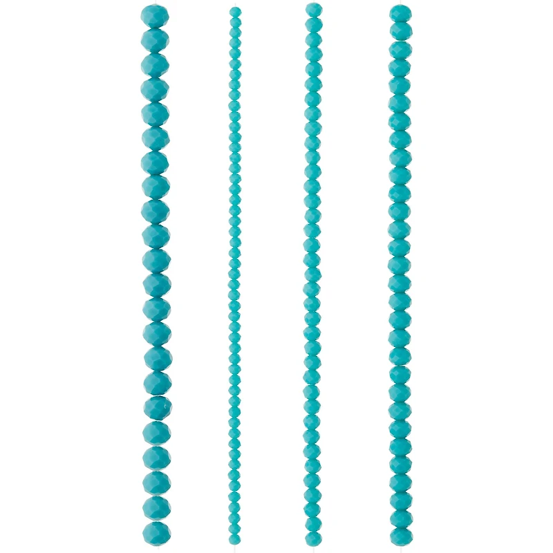 Aqua Faceted Glass Rondelle Bead Strings by Bead Landing™