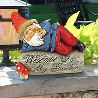Design Toscano 13.5" Gideon the Garden Gnome Welcome Sign Statue