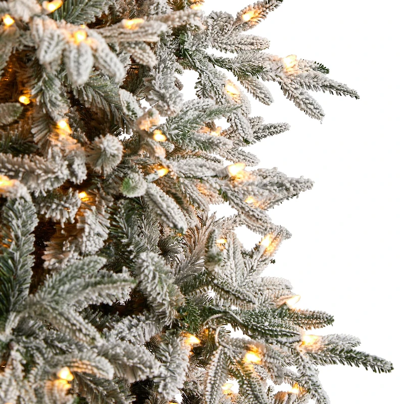 9.5ft. Pre-Lit Flocked Manchester Spruce Artificial Christmas Tree, 650 Lights