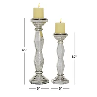 Silver Glass Glam Candle Holder Set