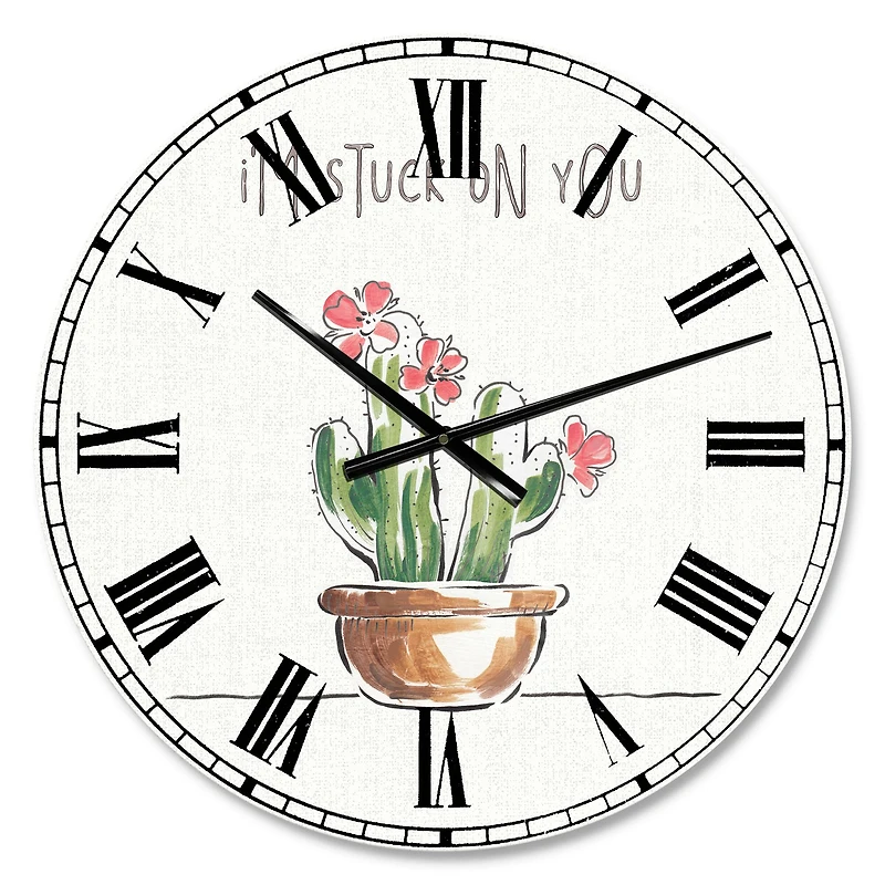Designart 'Desert Botanical Bloom Ii Farmhouse Wall Clock