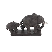 11" Brown Eclectic Polystone Elephant Sculpture