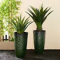 Glitzhome® 23.75" Eco-Friendly Honeycomb Textured Green Tall Plastic Planters, 2ct.
