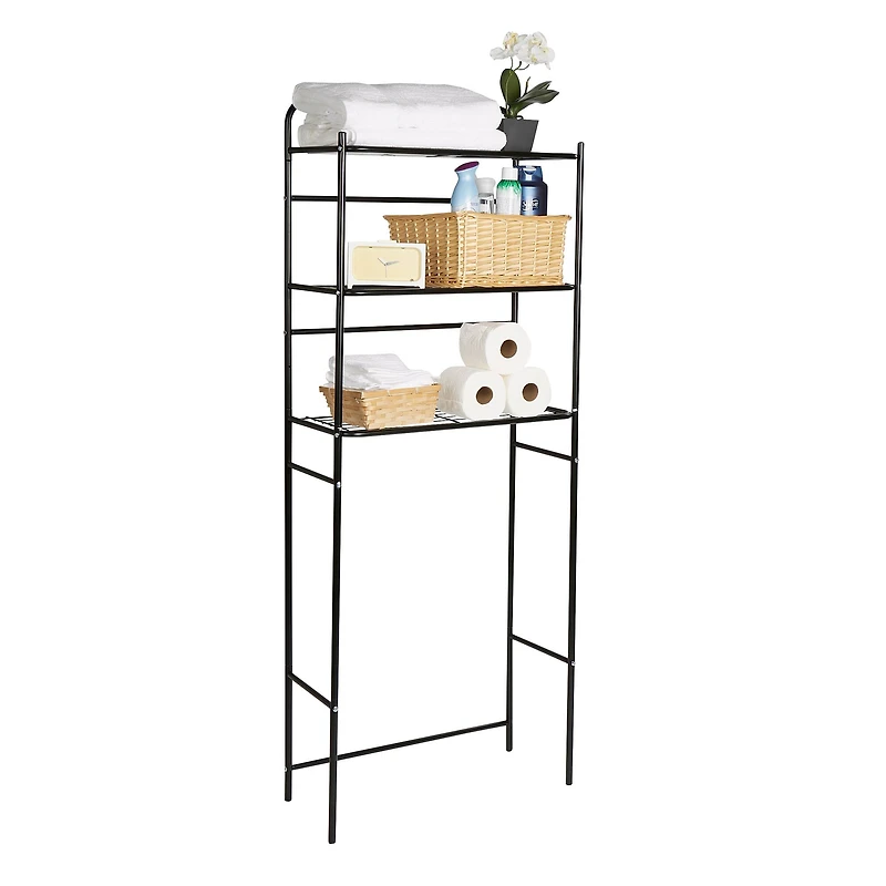 Mind Reader Black 3-Tier Over the Toilet Rack