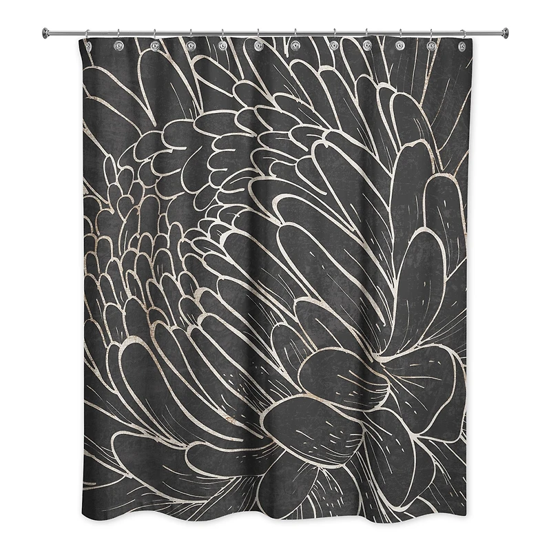 Floral Etching 71" x 74" Shower Curtain