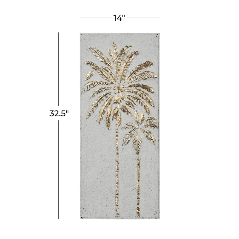33" Gold Iron Coastal Palm Trees Wall Décor