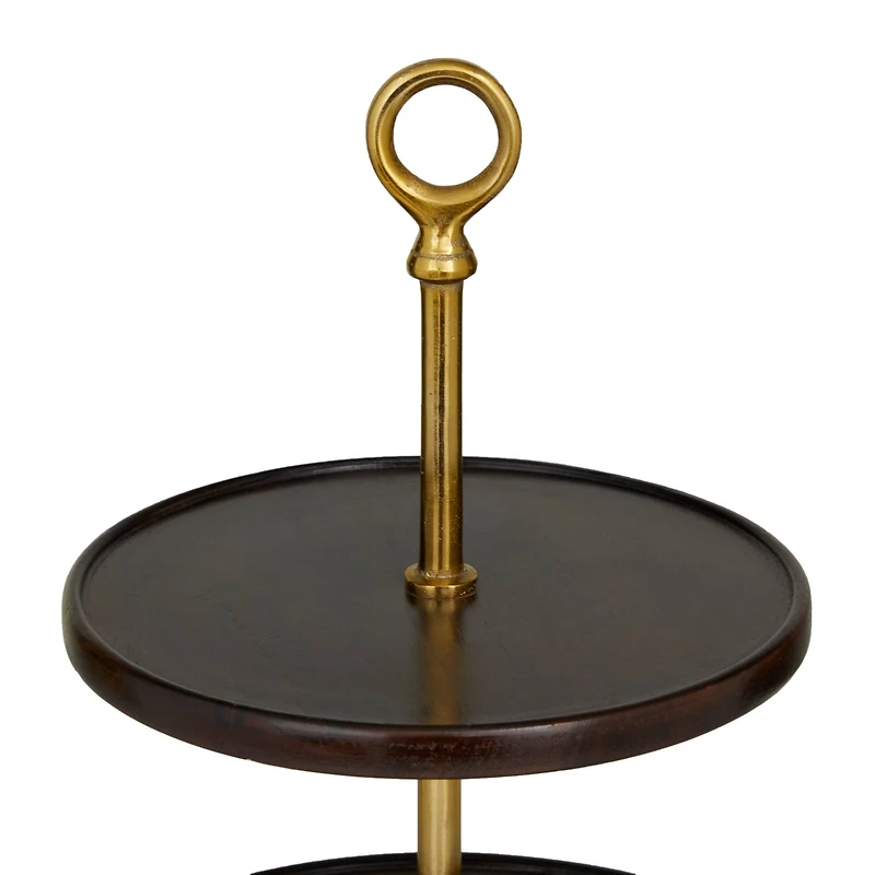 Brown Coastal Tiered Server, 14" x 14" x 18"