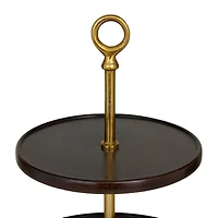 Brown Coastal Tiered Server, 14" x 14" x 18"