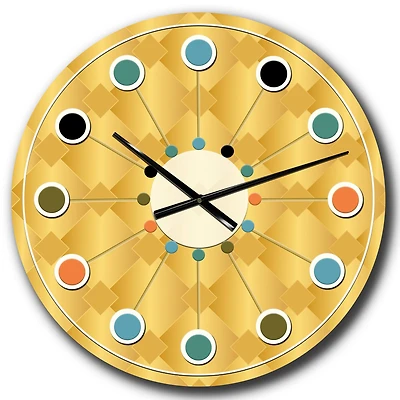 Designart 'Golden Geometric I Mid-Century Modern Wall Clock