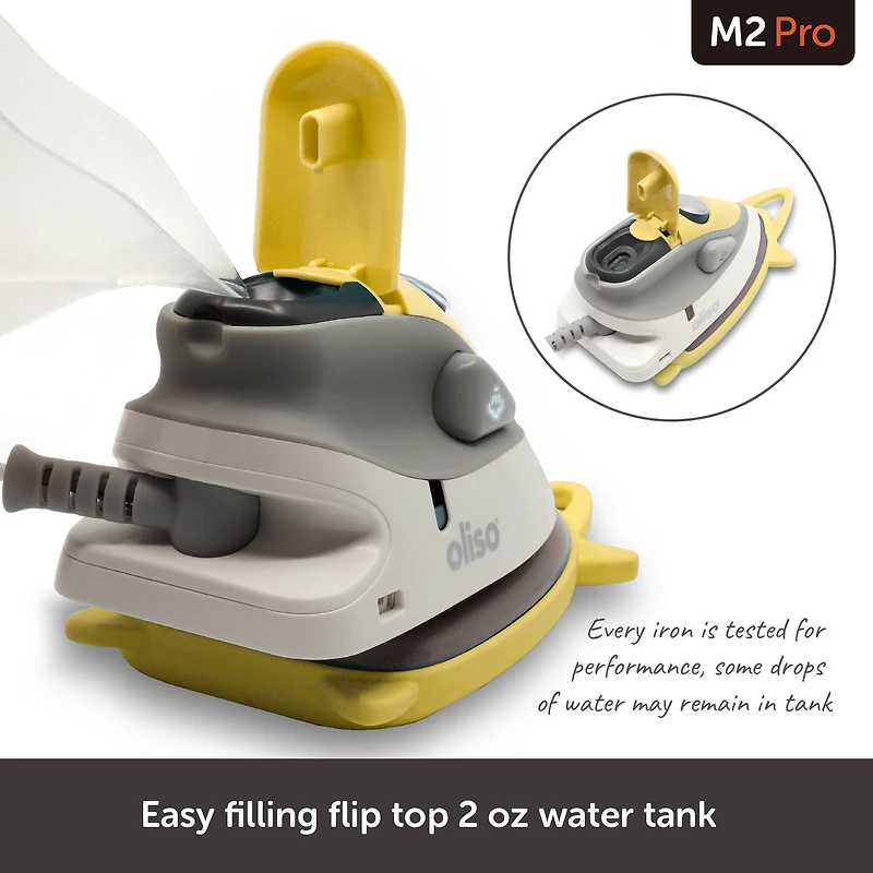 oliso M2Pro Butterscotch Mini Project Iron with Solemate™ Silicone Trivet