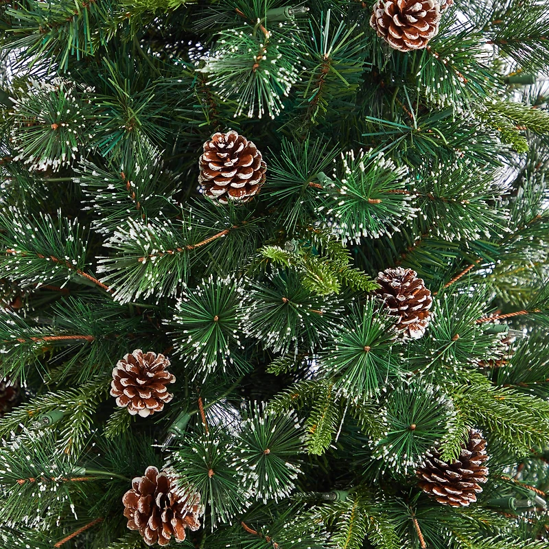5ft. Pre-Lit Snowed Tipped Clermont Mixed Pine Artificial Christmas Tree, Clear Lights