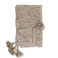 Hello Honey® Brown & Cream Cotton Throw Blanket with Oversized Tassels