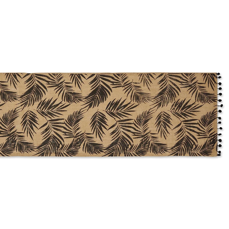 DII® Black Fern Print On Natural Jute Table Runner 14x72
