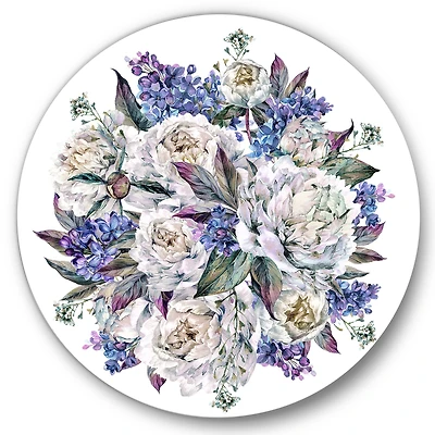 Designart - Bouquet Peonies In White and Blue